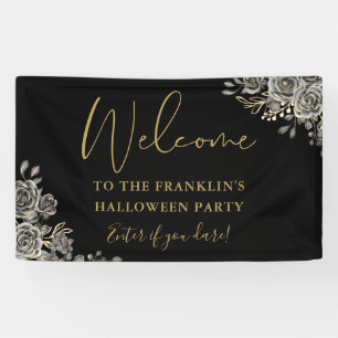 Banderoles Bienvenue à la fête d'Halloween florale gothique