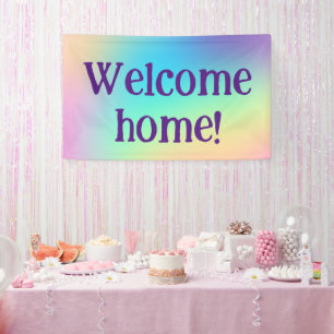 Banderoles Bienvenue à la maison ! Bandeau arc-en-ciel Pastel