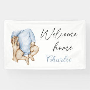 Banderoles Bienvenue à la maison nouveau-né bébé garçon banni