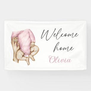Banderoles Bienvenue à la maison nouveau-né fille