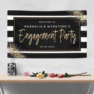 Banderoles Bienvenue à la partie d'engagement Gold Parties sc