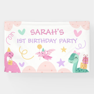 Banderoles Bienvenue à l'anniversaire de dinosaure pastel mig