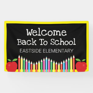 Banderoles Bienvenue À L'École Pencils Couleurs Pommes