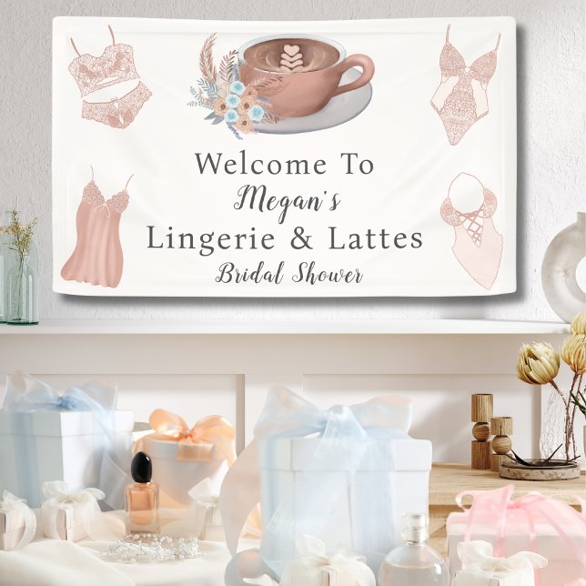 Banderoles Bienvenue à Lingerie & Lattes Shower de Mariée (Créateur téléchargé)