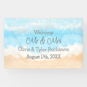 Banderoles Bienvenue à M. et Mme Mariage Coastal