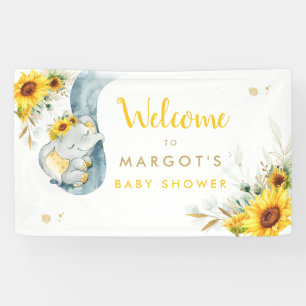 Banderoles Bienvenue au Baby shower de tournesol éléphant