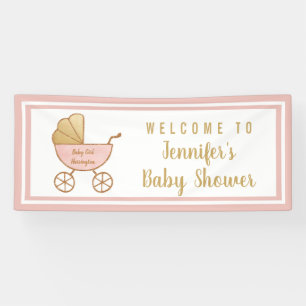 Banderoles Bienvenue au Baby shower des filles roses de Retro