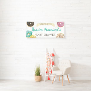 Banderoles Bienvenue au Baby shower doux Donut d'aquarelle