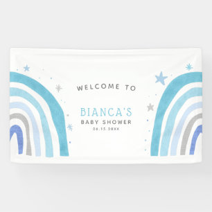 Banderoles Bienvenue au Baby shower Magic Blue Rainbow 
