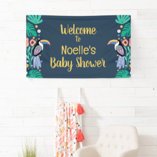 Banderoles Bienvenue ! Baby shower tropical aux oiseaux du To