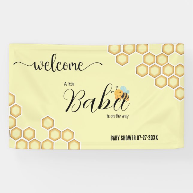 Banderoles Bienvenue Bébé en route Date Baby Shower  (Horizontal)