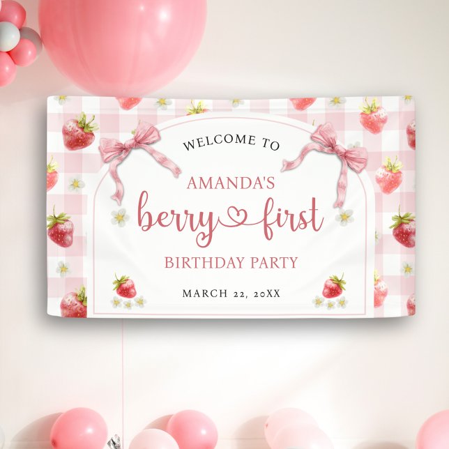 Banderoles Bienvenue Berry aux fraises Premier anniversaire (Créateur téléchargé)