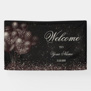 Banderoles Bienvenue Black Parties scintillant Balloons Fête