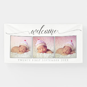 Banderoles Bienvenue Custom Fabriqué 3 Photo Cadre Portrait B