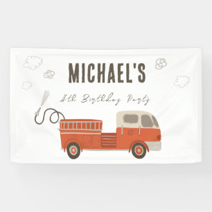 Banderoles Bienvenue d'anniversaire au camion de pompiers