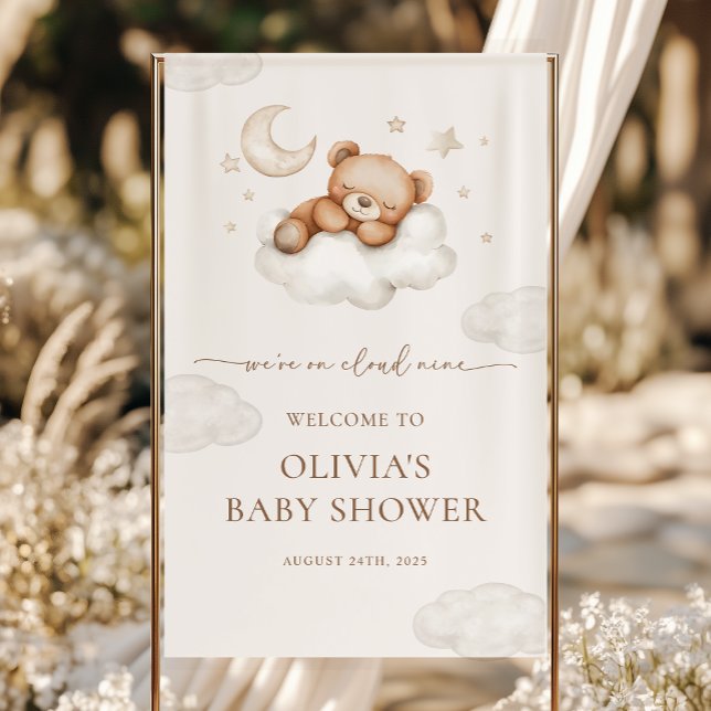Banderoles Bienvenue dans les nuages Ourson Fête de bébé Bien (Créateur téléchargé)