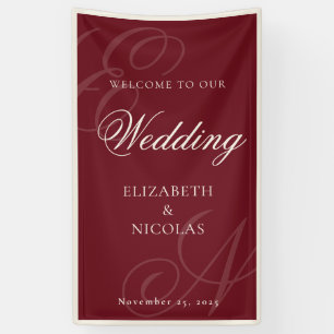 Banderoles Bienvenue de mariage en calligraphie à monogramme 