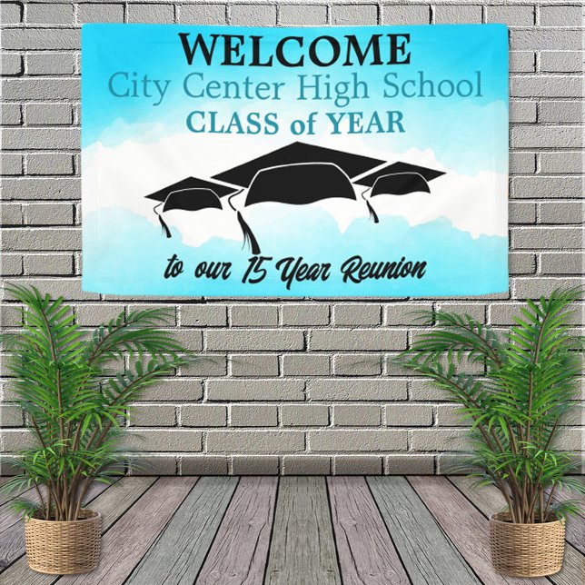 Banderoles Bienvenue de réunion de classe personnalisée Blue  (Créateur téléchargé)