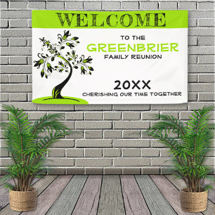 Banderoles Bienvenue Famille Personnalisée Réunion Arbre Flor