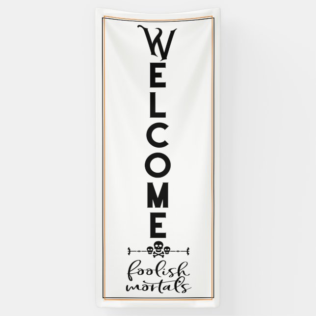 Banderoles Bienvenue Halloween | Longueur de la porte mortell (Vertical)