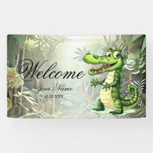 Banderoles Bienvenue Joyeux Crocodile sauvage arbres de la Ju
