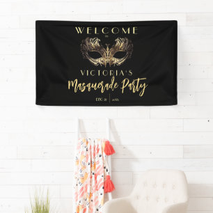 Banderoles Bienvenue Masquerade Anniversaire Panneaux de mous