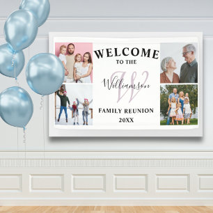 Banderoles Bienvenue Monogramme et réunion de famille de phot