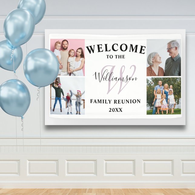Banderoles Bienvenue Monogramme et réunion de famille de phot (Créateur téléchargé)