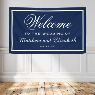 Banderoles Bienvenue personnalisée pour mariage bleu et blanc