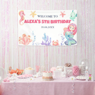 Banderoles Bienvenue pour l'anniversaire de la sirène sous la