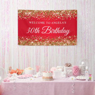 Banderoles Bienvenue pour les 30 ans avec paillettes dorées e