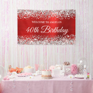 Banderoles Bienvenue pour les 40 ans de Glitter Argent Feuill