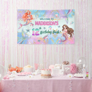Banderoles Bienvenue pour les Mermaids Pailletées Rose Violet