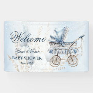 Banderoles Bienvenue Poussette Mignonne Bleue Florale Belle F