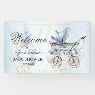 Banderoles Bienvenue Poussette Mignonne Bleue Florale Belle F