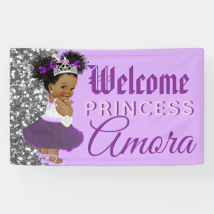 Banderoles Bienvenue Princess Purple & Silver Parties scintil