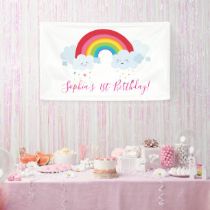 Banderoles BIENVENUE RAINBOW CLOUDS kawaii fête couleurs vive