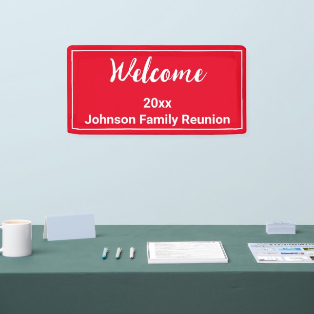 Banderoles Bienvenue Réunion familiale de Bright Red et White (Salon professionnel)