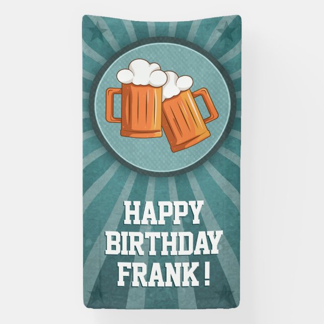 Banderoles Bière personnalisée Joyeux anniversaire (Verticale)