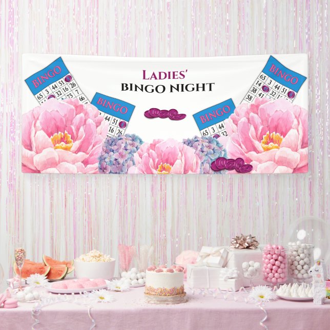 Banderoles Bingo de nuit Fleurs bleues roses (Fête)