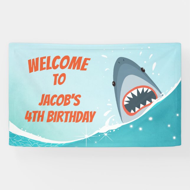 Banderoles Birthday Banner Pool party garçon Ocean Splish (Horizontal)