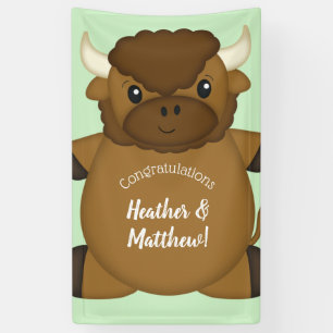 Banderoles Bison Buffalo Baby shower vert
