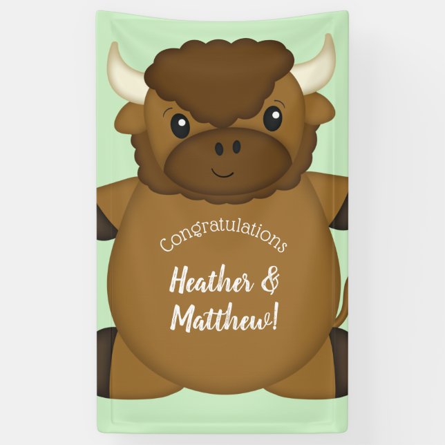 Banderoles Bison Buffalo Baby shower vert (Vertical)