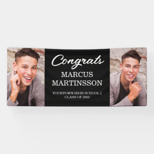 Banderoles Black 2 Photo Congrats Moderne Graduation