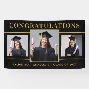 Banderoles Black And Gold 3 - Félicitations pour la graduatio