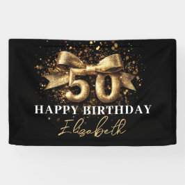 Banderoles Black and Gold Parties scintillant 50 Bonne fête d