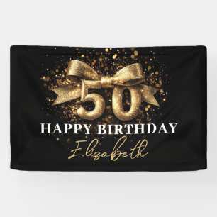 Banderoles Black and Gold Parties scintillant 50 Bonne fête d