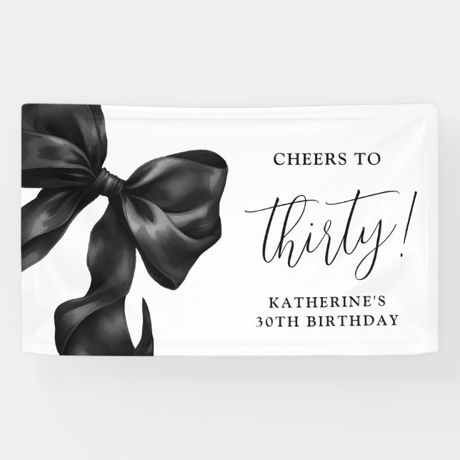 Banderoles Black Bow 30th 40th 50th Birthday  (Horizontal)