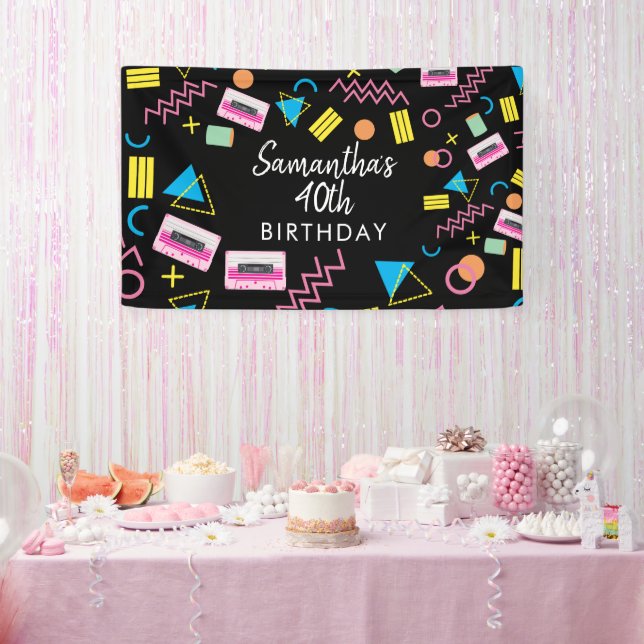 Banderoles Black Colorful 80's Retro Anniversaire Party (Fête)