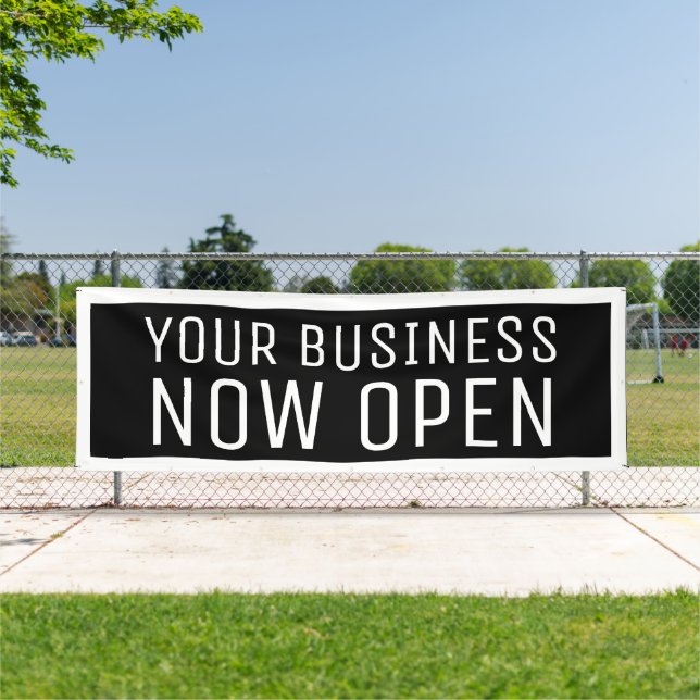 Banderoles Black Custom Now Open Banner (Insitu)